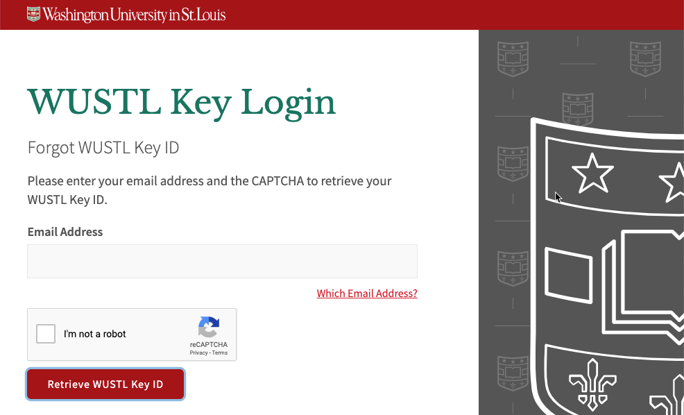 Forgot WUSTL Key ID Page