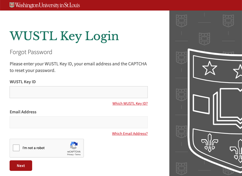 Forgot WUSTL Key Password Page
