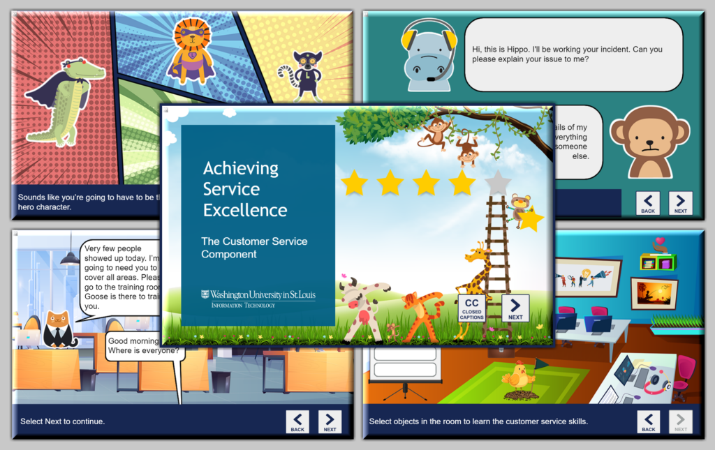 collage of slides from the Achieving Service Excellence - The Customer Service Component