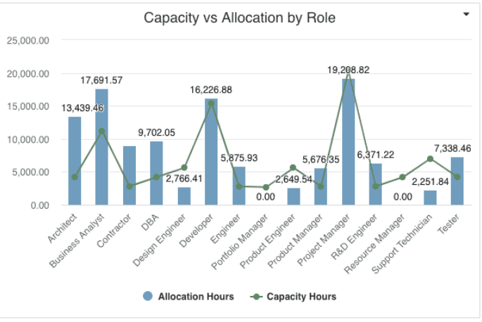 Example of Capacity vs Allocation report