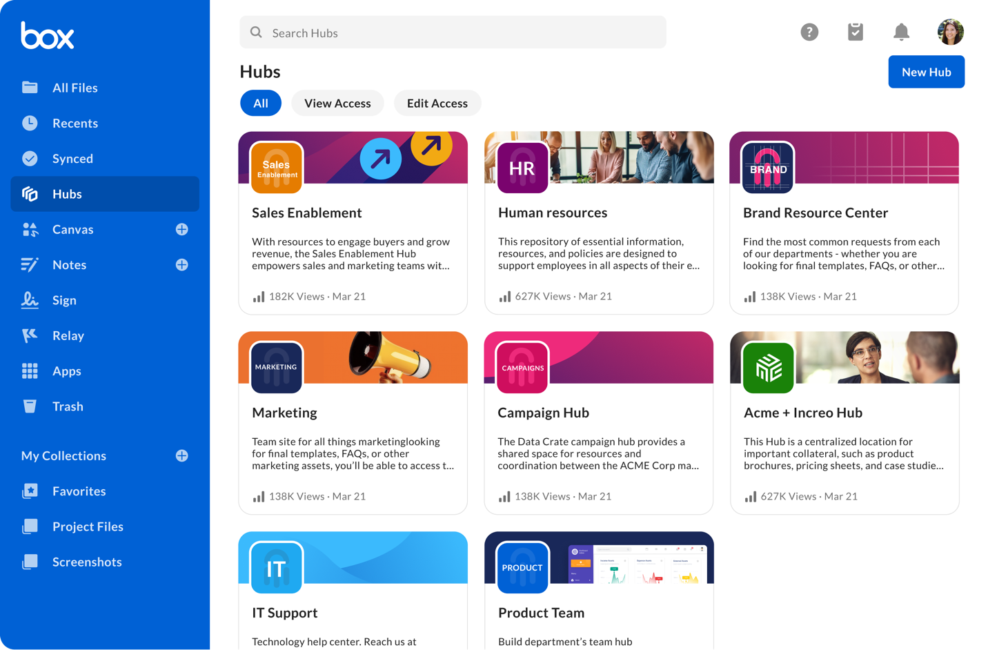 Curating, organizing, viewing and sharing is easier with Box Hubs