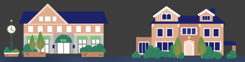 Graphic of Gregg & Forsyth houses.