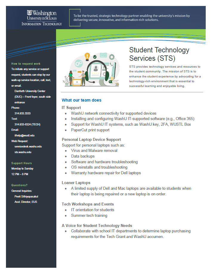screenshot of the STS at-a-glance document